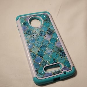 Phone Case Teal White & Gold